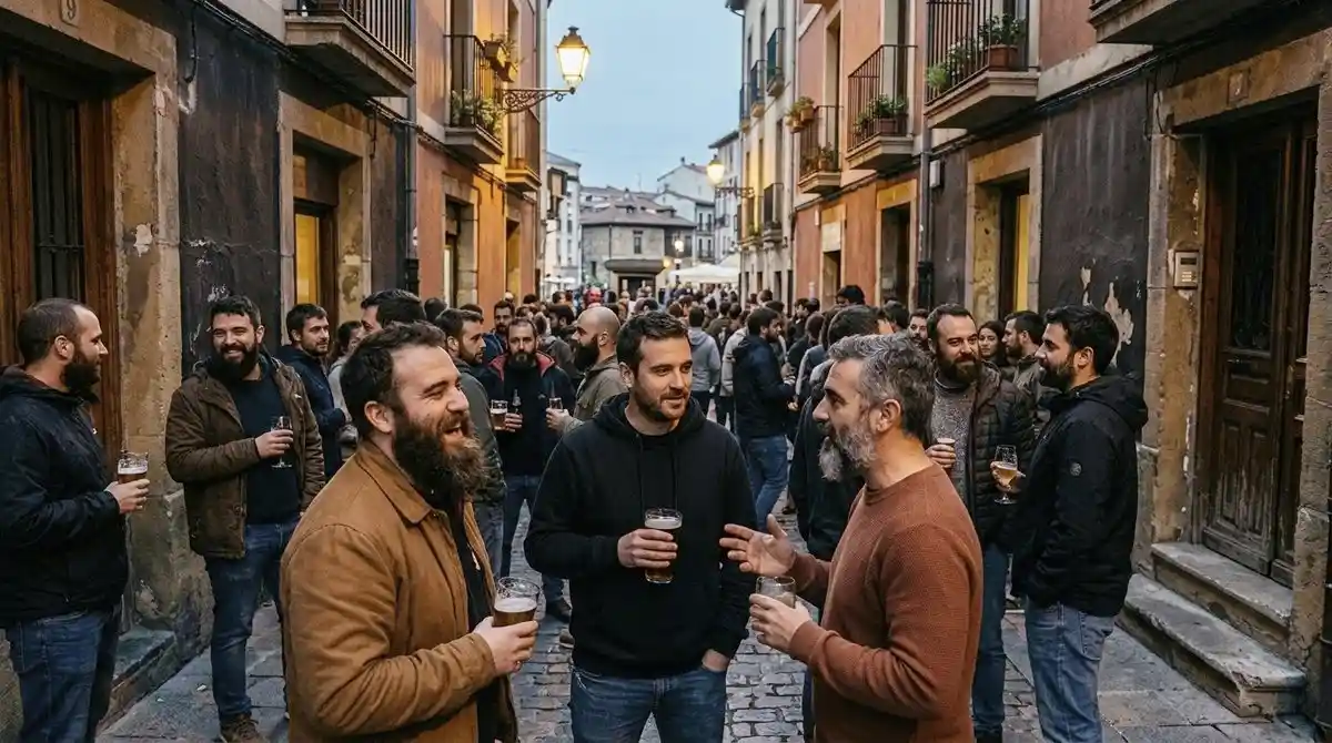 Evento Bear urbano al atardecer en ciudad costera europea