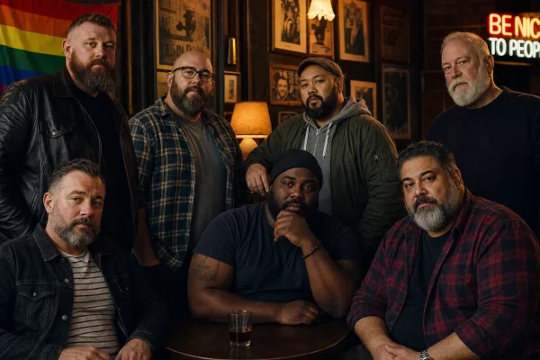Racismo bear y diversidad bear en una escena comunitaria con hombres Bear de distintas razas