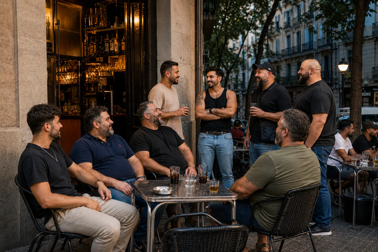 Barrio, playa y capital: tres formas del bear en españa en capitancapo Ambiente bear de barrio en una escena urbana inspirada en barcelona